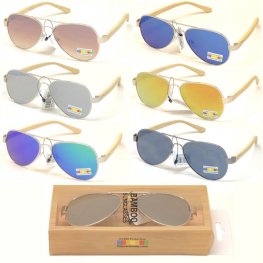 Aviator Bamboo Polycarbonate Sunglasses BA100  Aviator Bamboo Polycarbonate Sunglasses BA100
