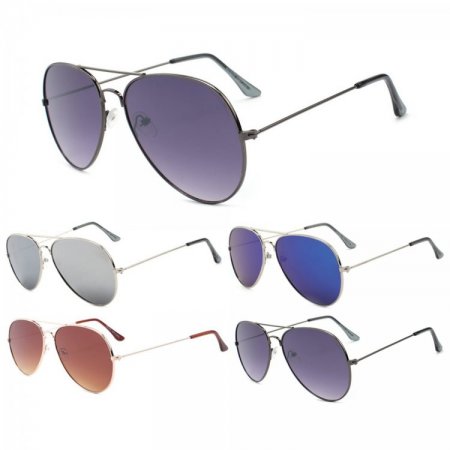 Flat Lens Aviator Metal Sunglasses AV013